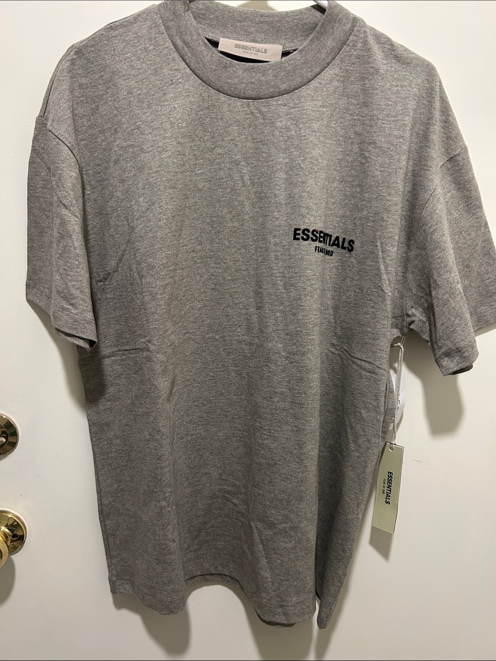 Essentials- Fear of God Dark Oatmeal Logo Tee